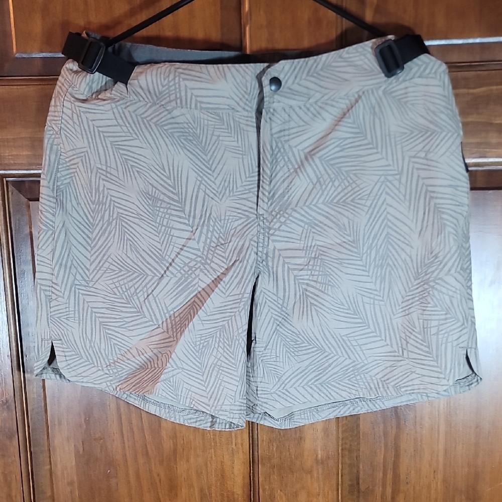 Women's Tan Leaf Pattern Flylow Shorts